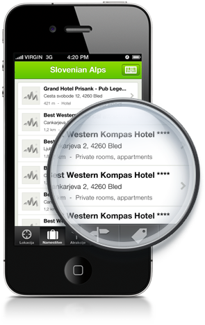 Slovenian Alps Travel Guide on iPhone - listing view
